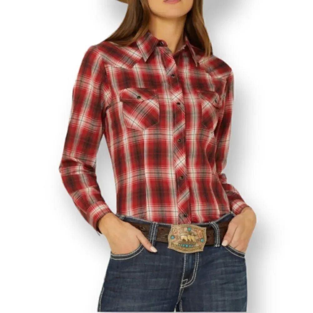 NATURAL REFLECTION RED PLAID BUTTON DOWN SHIRT SZ.S EUC
